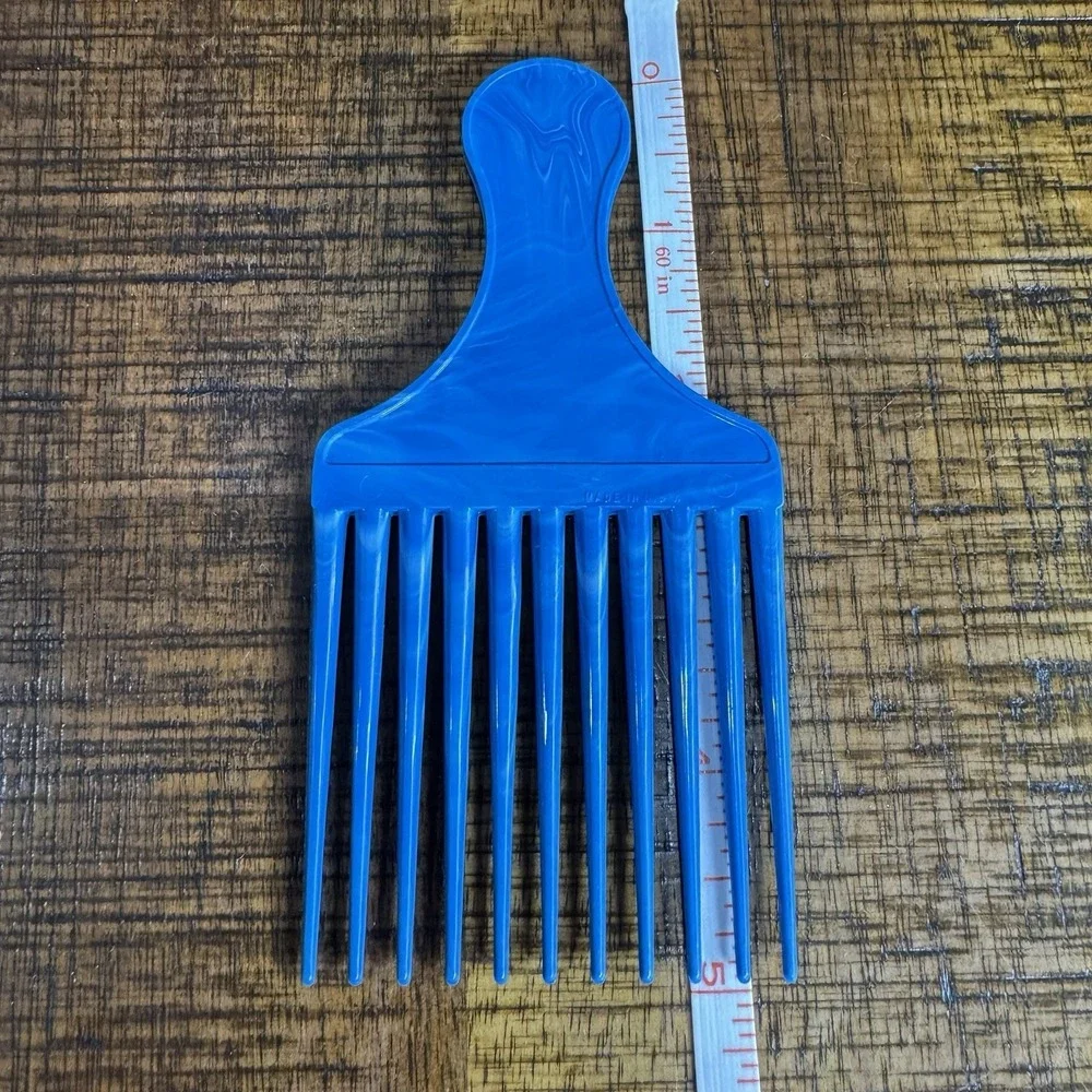 Goody Genuine ACE Hair Pick Comb with Handle‎ Blue Swirl USA Vintage Plastic